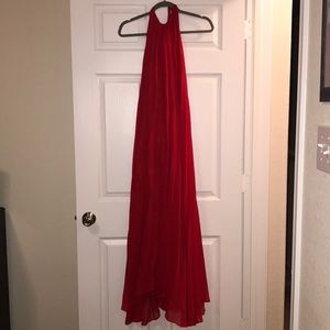 Missguided Red Flowy Pleated Maxi Dress